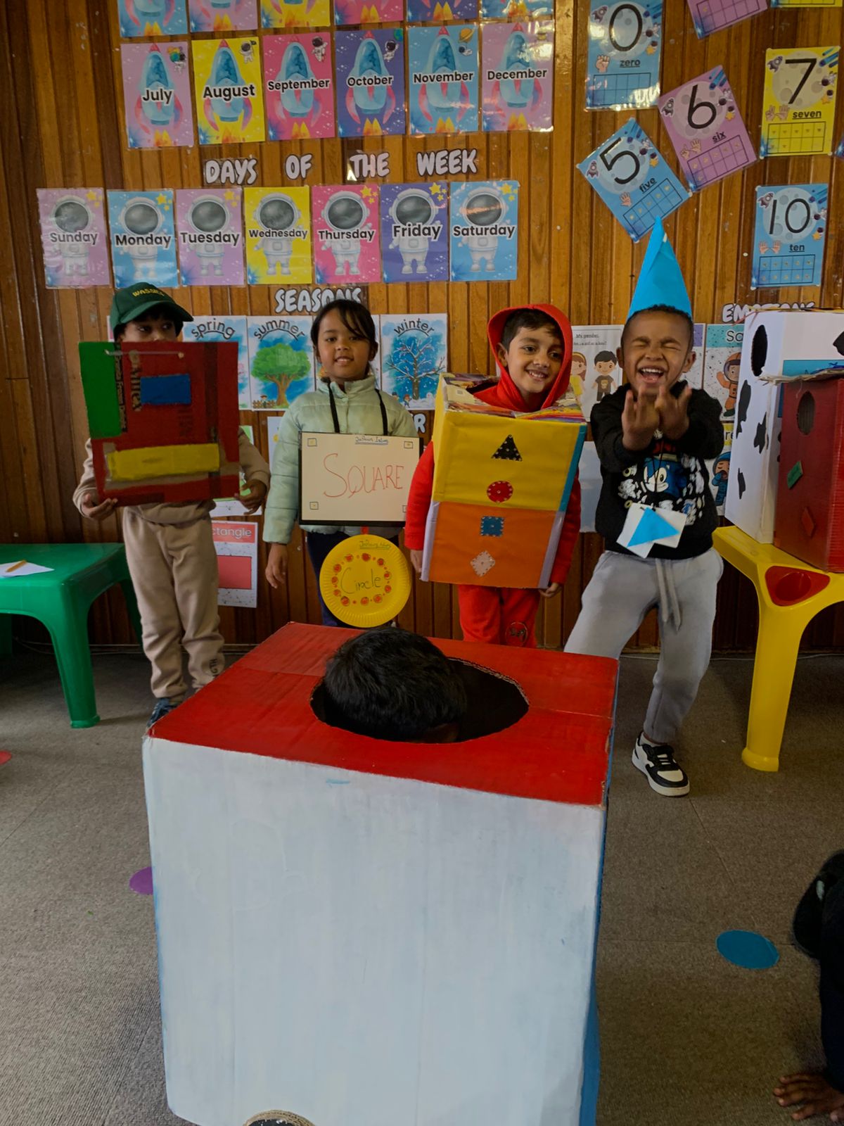 Students expressing happiness and unity